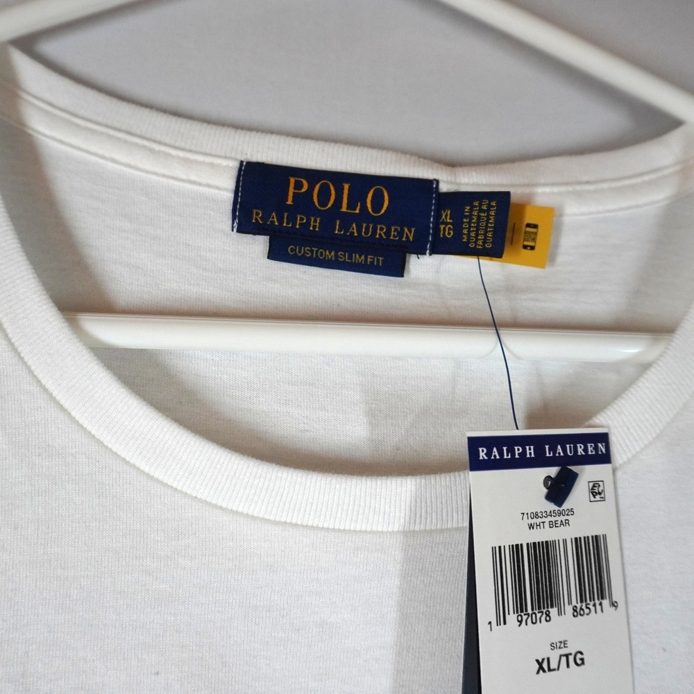 Polo Ralph Lauren T-Shirt Men XL White Polo Bear Cowboy Custom Slim Fit‎ Graphic - Picture 3 of 6